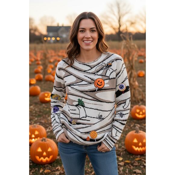 Blizzard Bay Women's Halloween Mummy Sweater Size Small - Picture 1 of 4